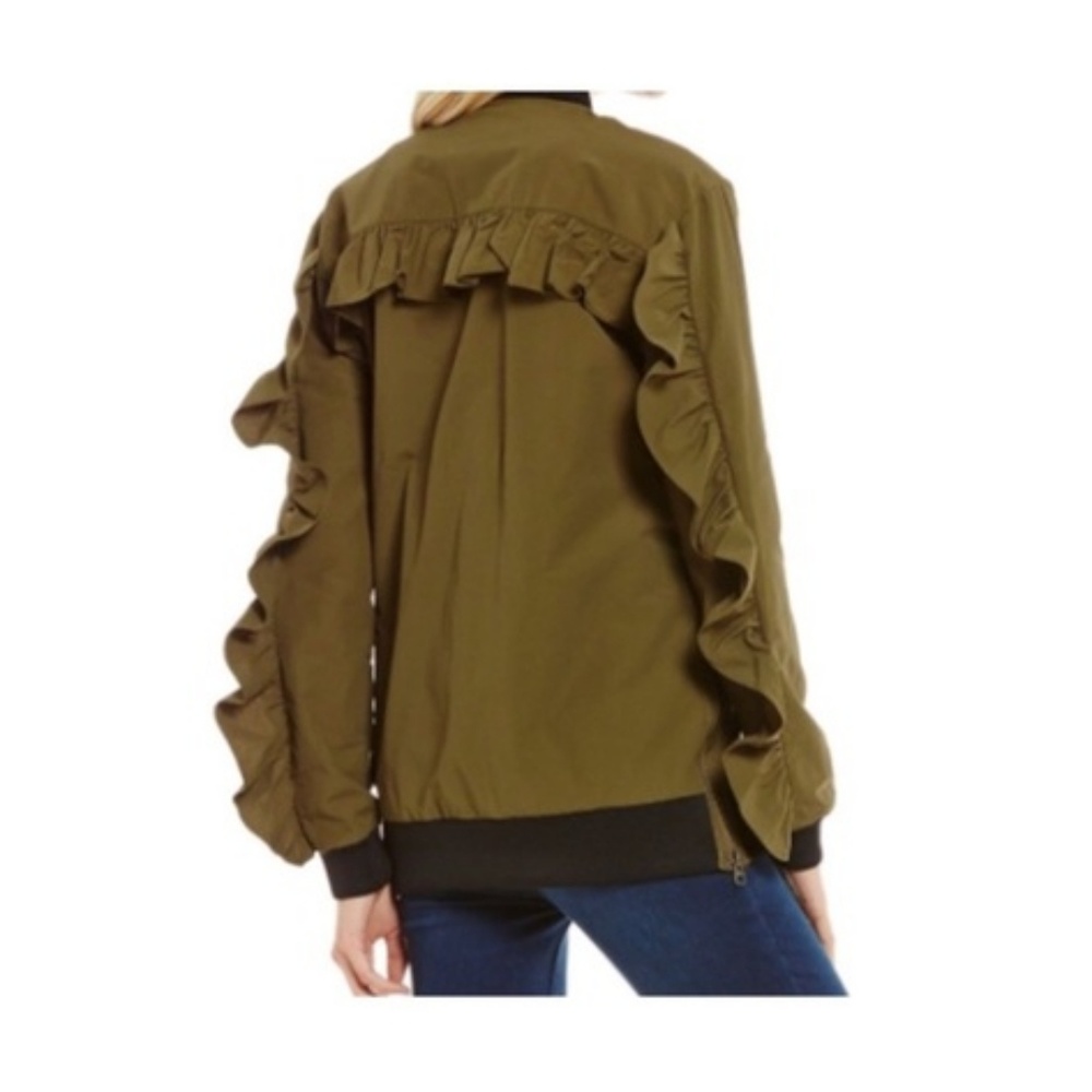 GB Gianni Bini Ruffled Bomber Jacket - Picture 1 of 7